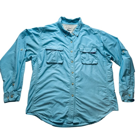 Exofficio Tops - ExOfficio Sun Shirt‎ Long Sleeve Button Up Vented Travel Outdoor Blue Size L